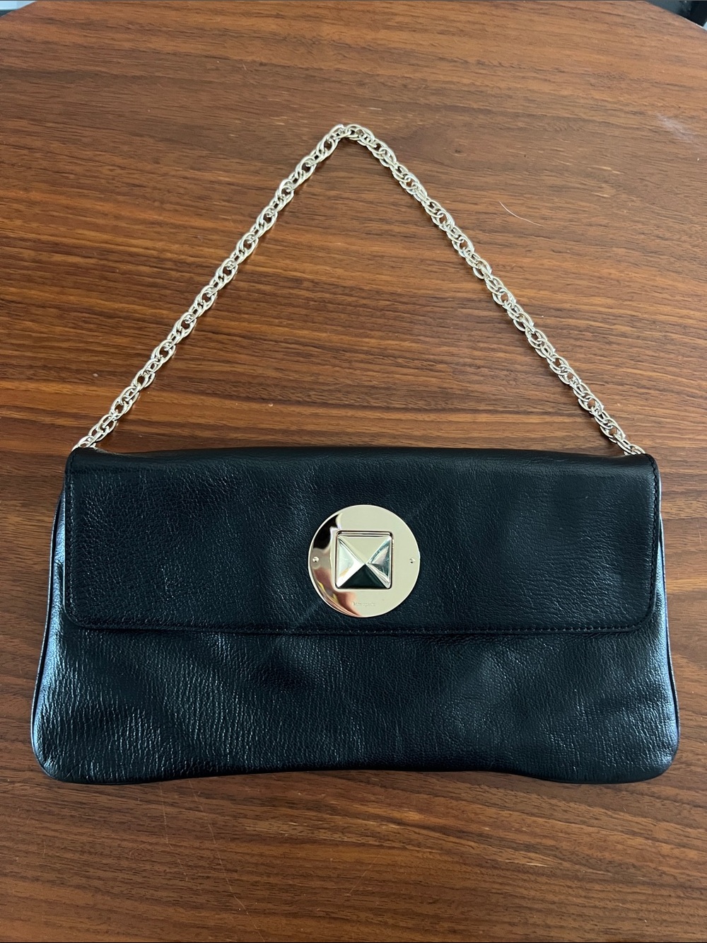 kate spadeLeather Newberry Lane Clutch Shoulder Bag Pyramid Turnlock Clasp